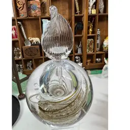 Leon Applebaum Gold Swirl Bullicante Perfume Paperweight 7” Tall With Stopper Dabber Top Signed
