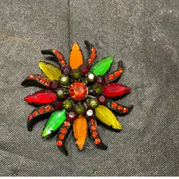 Vintage Flower Motif Brooch With Japanned Black Metal. Often Identified As Sleep Selina.