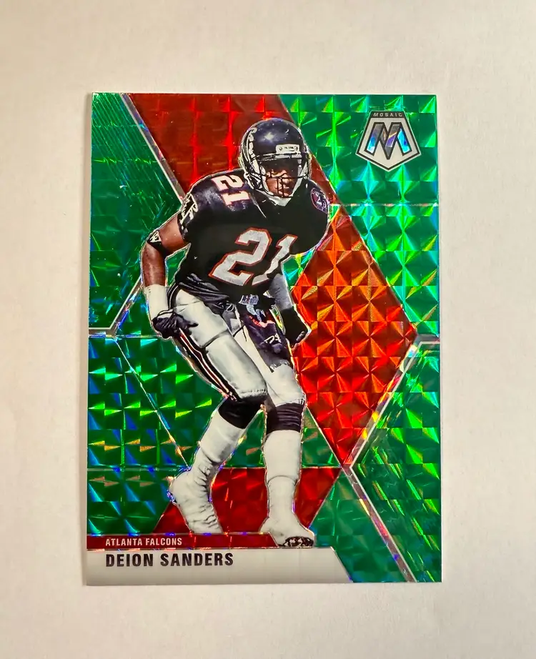 Deion Sanders 2020 Panini Mosaic Prizm Green #18 Atlanta Falcons