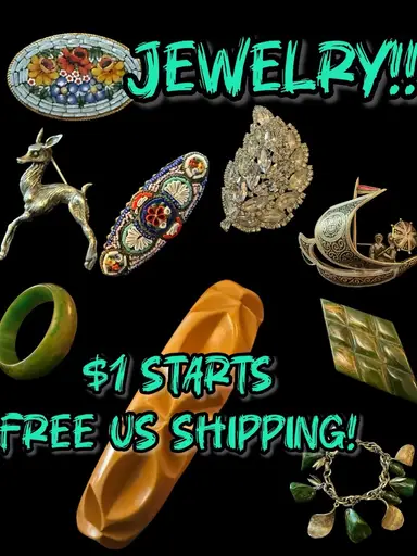 Micro Mosaics, Damascene, Bakelite, Sterling, Brooches