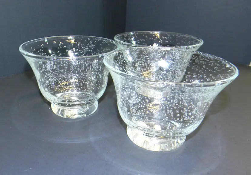 Bubble Glass votive holders/little bowls Set of 3