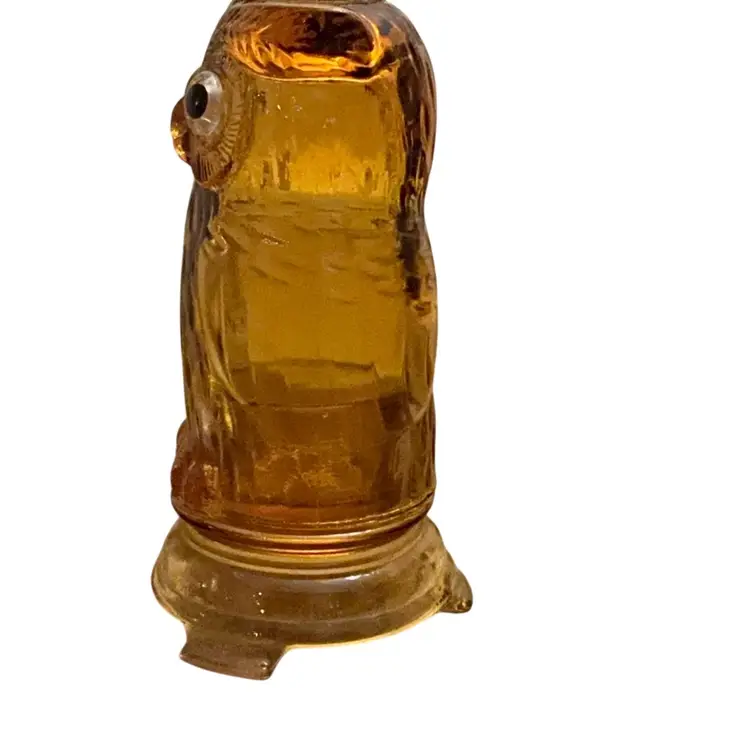 Mosser 2-piece Vintage Amber Owl Fairy Lamp With Glowy Glass Eyes 6 1/2” X 3 1/2”