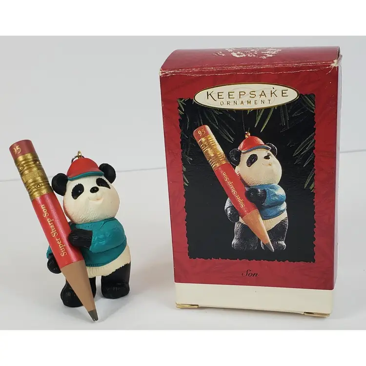 Hallmark Keepsake Christmas Holiday Ornament 1995 Son Bear Holding A Pencil
