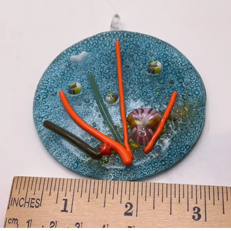 ORN #02 Made by Me! Fused Glass Ocean Ornament 3” Handcrafted Studio Art