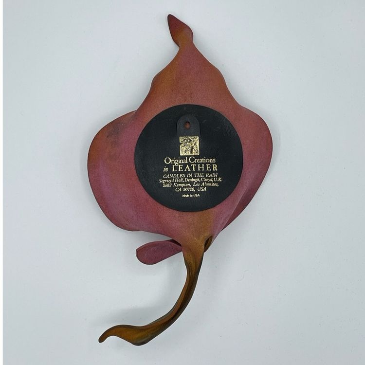 Vintage Pink Leather Calla Lily Wall Hanging 3rd Anniversary Gift Love Valentine