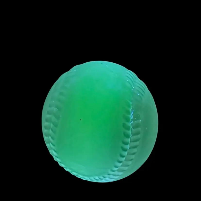 Frosted Glass Baseball Paperweight Glows
2-1/2” T x 2-1/4” W