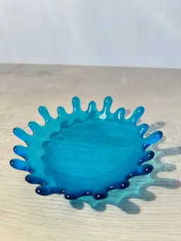 Blue Splash Glass Trinket Dish