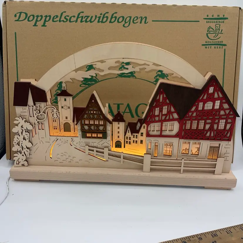 3D Double Arch Candle RATAGS Holzdesign Germany RARE Christmas