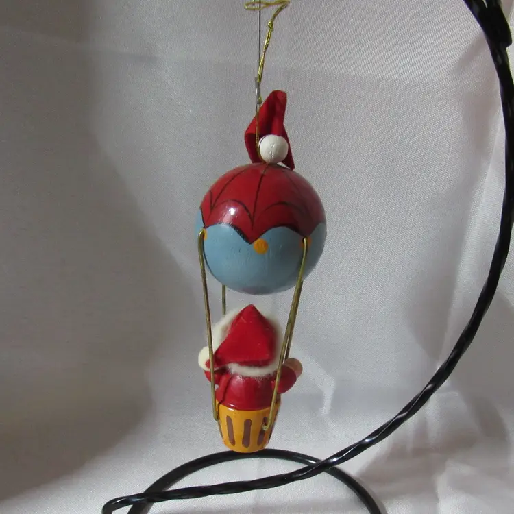 Avon Wooden Santa in Hot Air Ballon 1980's