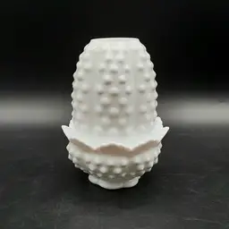 Vintage White Milk Glass Hobnail Fairy Lamp