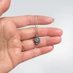 Vintage Sterling Silver Amethyst Necklace On Sterling Chain