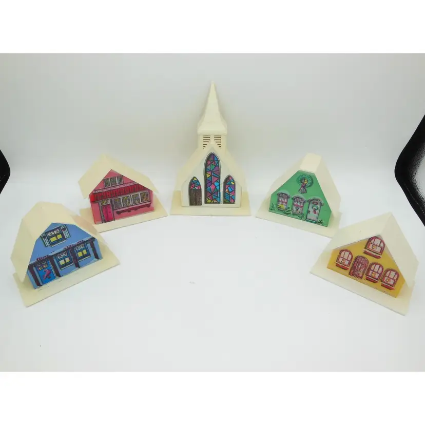 Vintage Alpine Village Plastic Houses Christmas String Light Covers