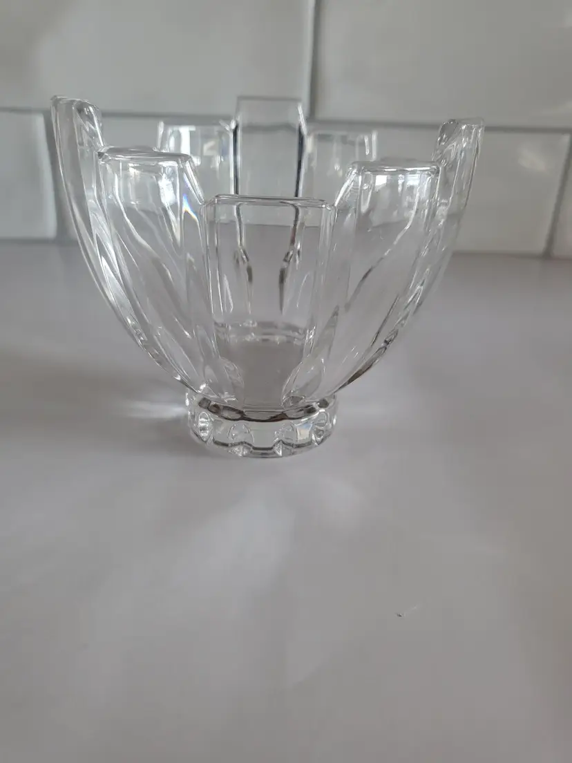 Gorham Crystal Asymetrical small trinket bowl 4 inch x 3.5 inch