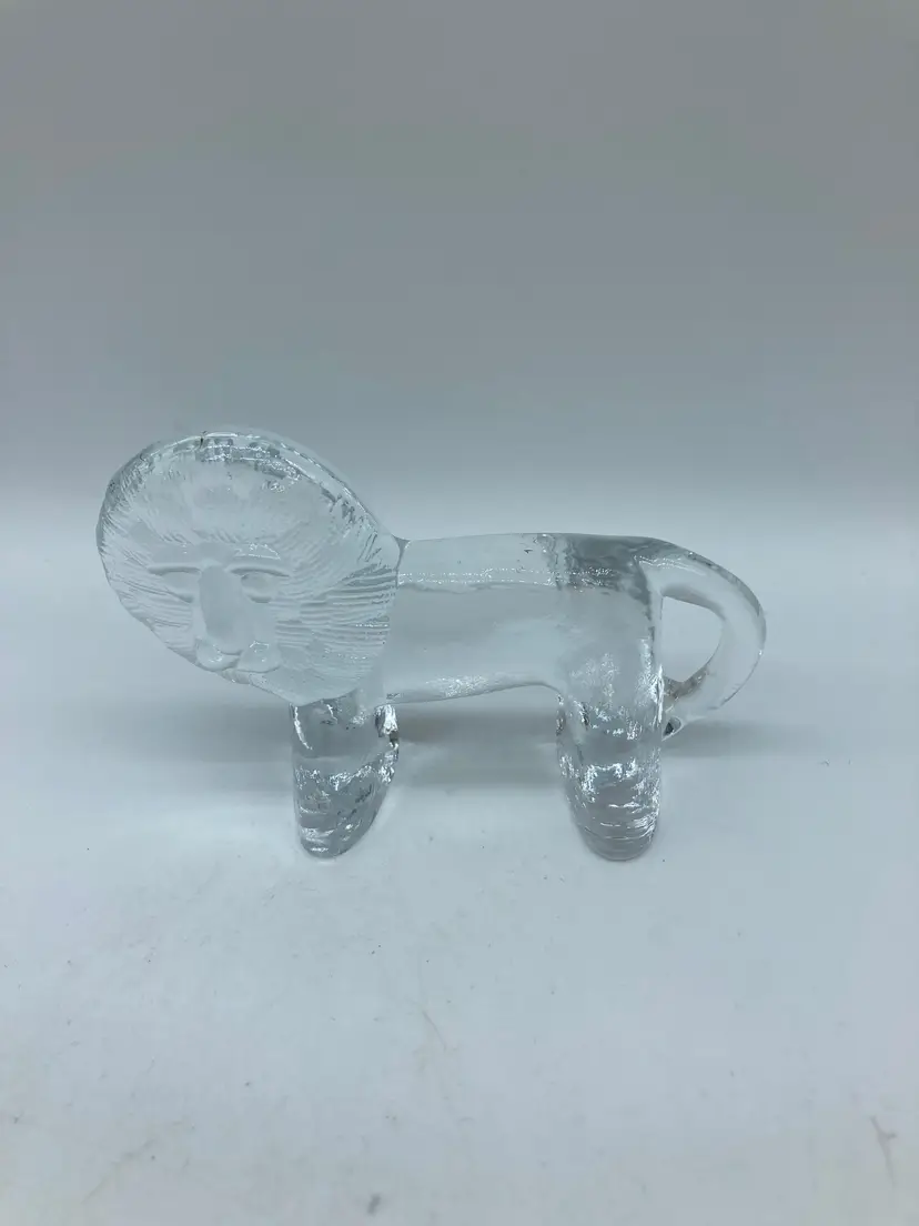 Bertil Vallien for Kosta Boda Art Glass Lion Figurine ~ Flat Back Zoo Series