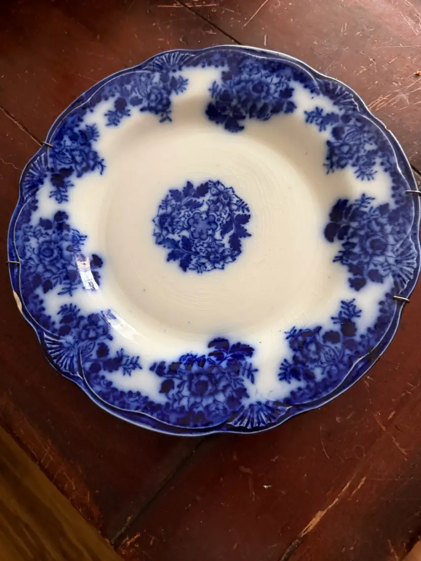 Antique Blue Floral Plate 10 in.