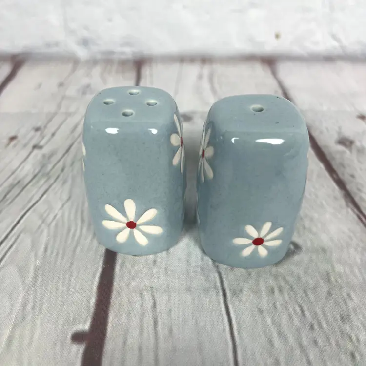 Pfaltzgraff Blue Flower Dazee Sky Ceramic Salt and Pepper Shakers Never Used