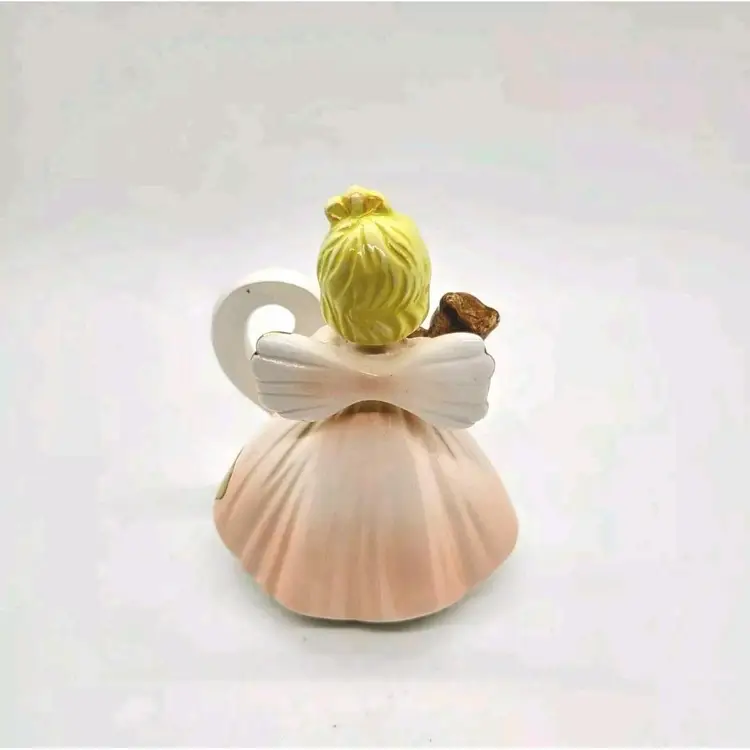 Josef Originals Birthday Angel Age 2 Porcelain Figurine Peach Dress Teddy Bear