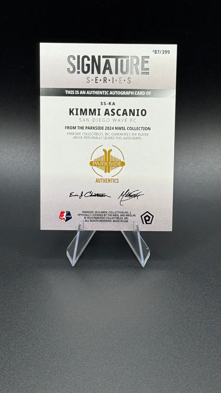 Kimmi Ascanio 2024 Parkside NWSL Vol. 2 Signature Series Auto 87/399 San Diego Wave