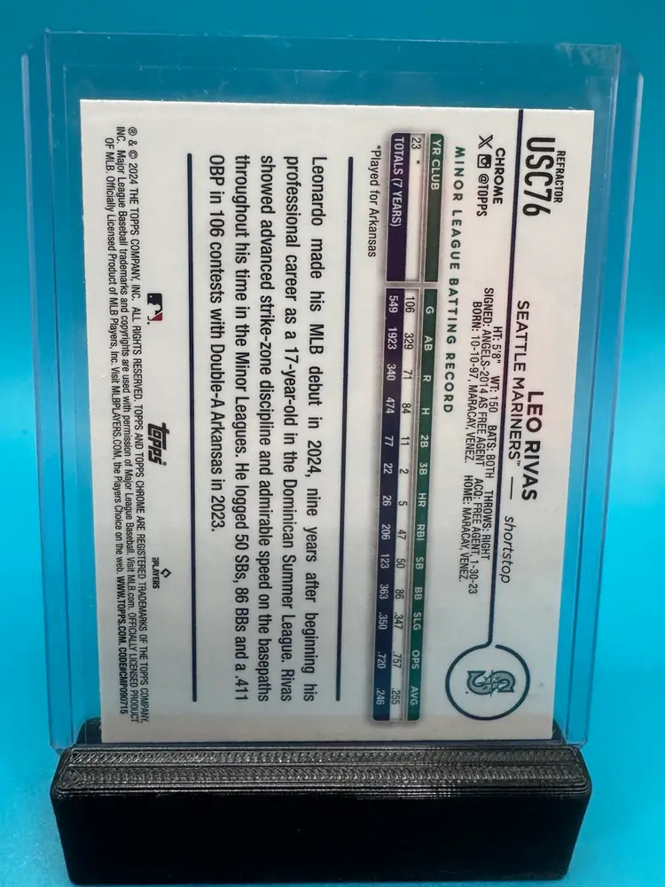 Leo Rivas Topps Chrome Update Prism Refractor RC Seattle Mariners