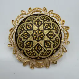 Round Damascene Brooch