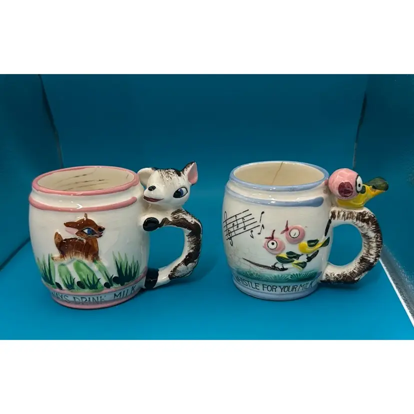 "Whistle for Your Milk" “Always Drink Milk” Mugs Set of 2 Ross Products