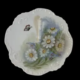 Vintage Nappy Dish Hand Painted Floral Daisies & Butterfly Design
6-1/2” W