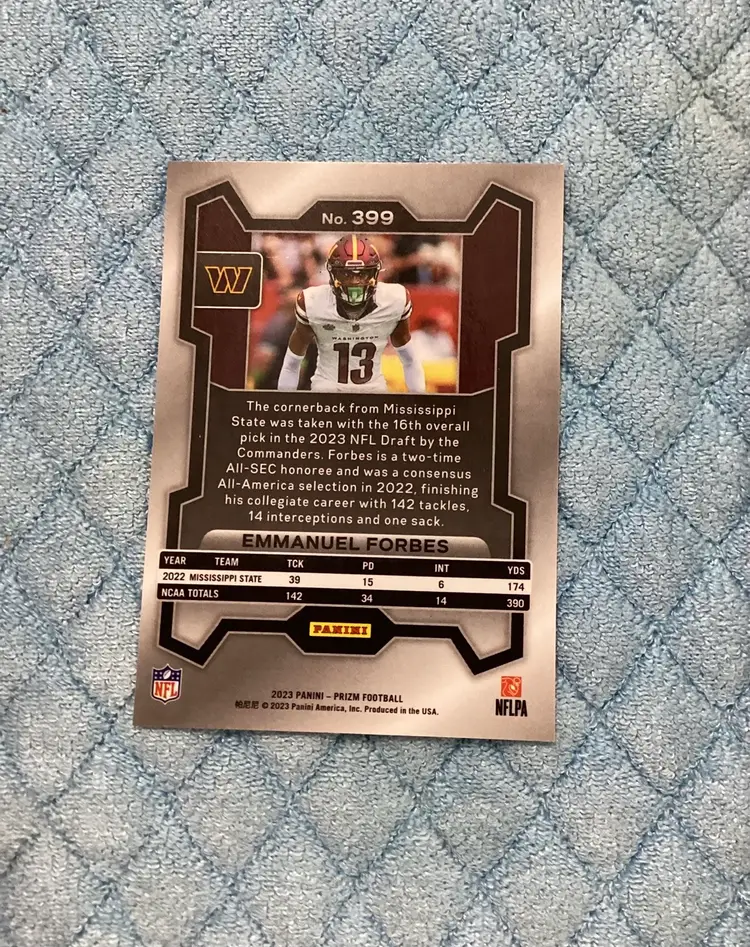 2023 Panini Prizm #399 Emmanuel Forbes Rookie Washington Commanders