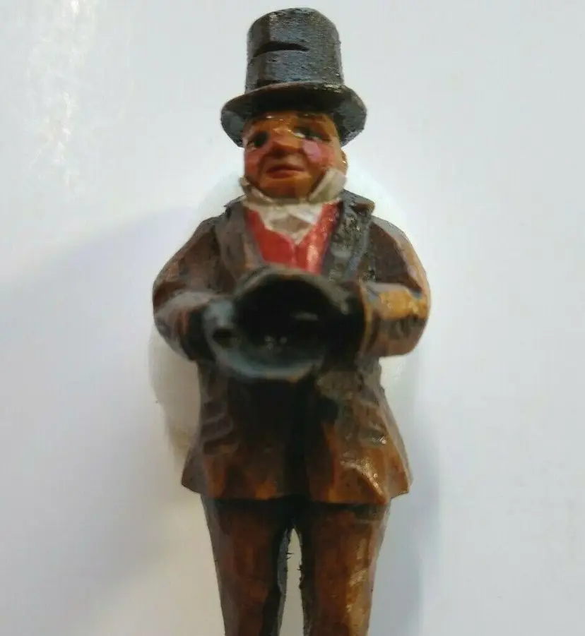 Charles Dickens ANRI Mr. Micawber Vintage Hand Carved Wood Figurine 1920s Italy