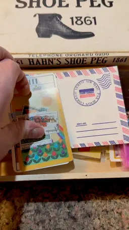 #10 Mystery Box of Vintage/Antique Ephemera Hahn’s Shoe Peg 1861 “Union Made” Wooden Cigar Box