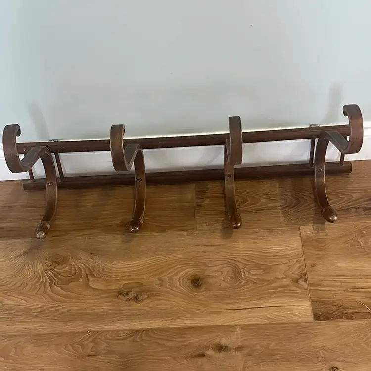 Vintage bentwood style wall coat rack with four  hooks. - 29.5 “ Long