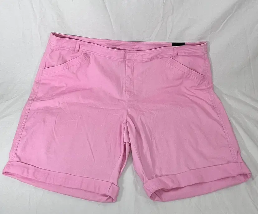 Lane Bryant Pink Bermuda Shorts Women’s Size 26 Stretch Cotton Cuffed Casual Summer