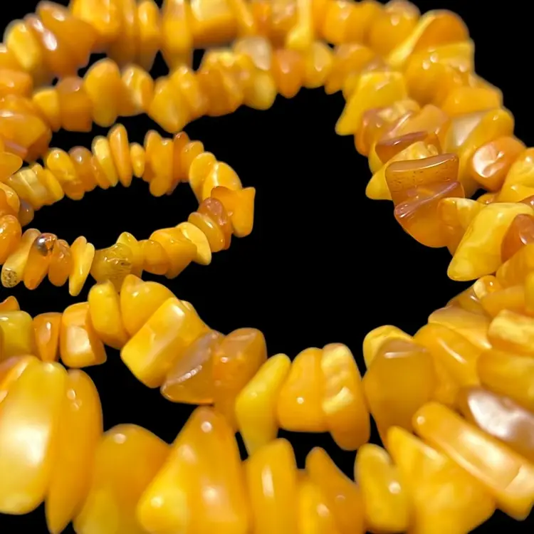 NATURAL OLD ANTIQUE BUTTERSCOTCH EGG YOLK AMBER NECKLACE  Russian Source? 24” No Clasp Graduated Stones