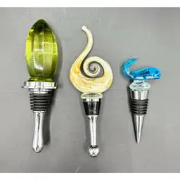 Set Of 3 Art Glass Wine Stoppers