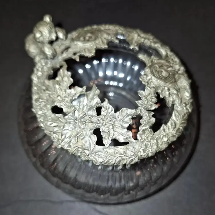 Pewter And Glass Potpourri With Adorable Bear