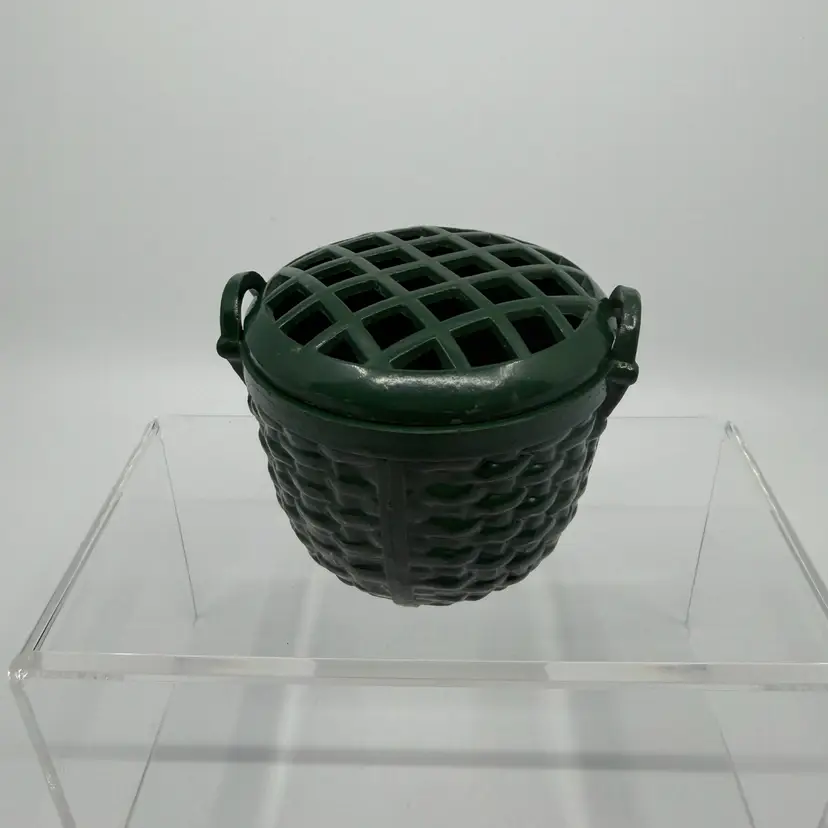 Vintage Cast Iron Metal Botanical Peck 2 Piece Basket Flower Frog Dept. 56