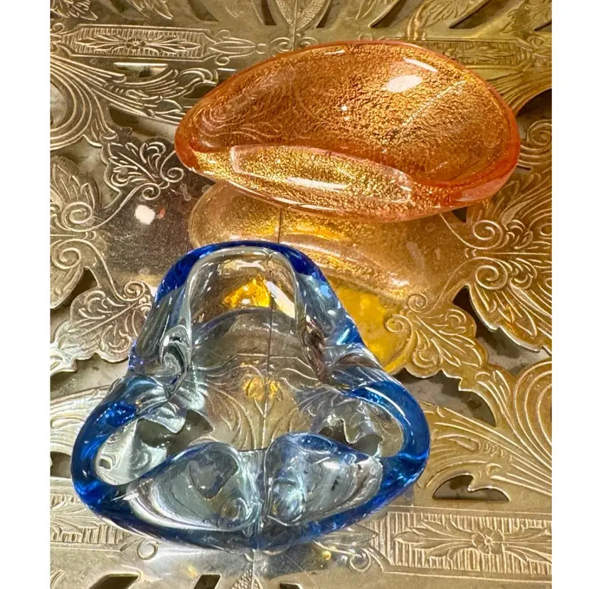 ๐ป set of 2 vintage hand-blown art glass Murano or Czech style from 1960s or 1970s. 3โ