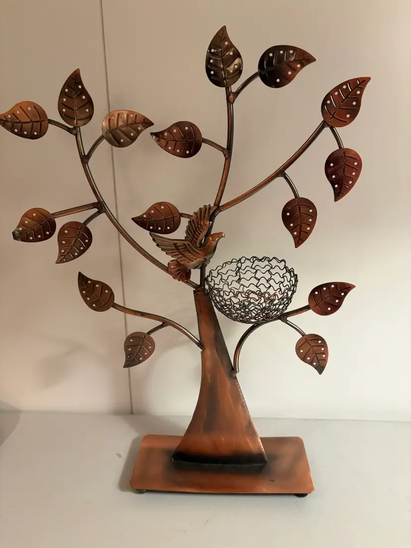 16" Copper Bird Jewelry Tree (Holds 48 Pr.) Earring Organizer