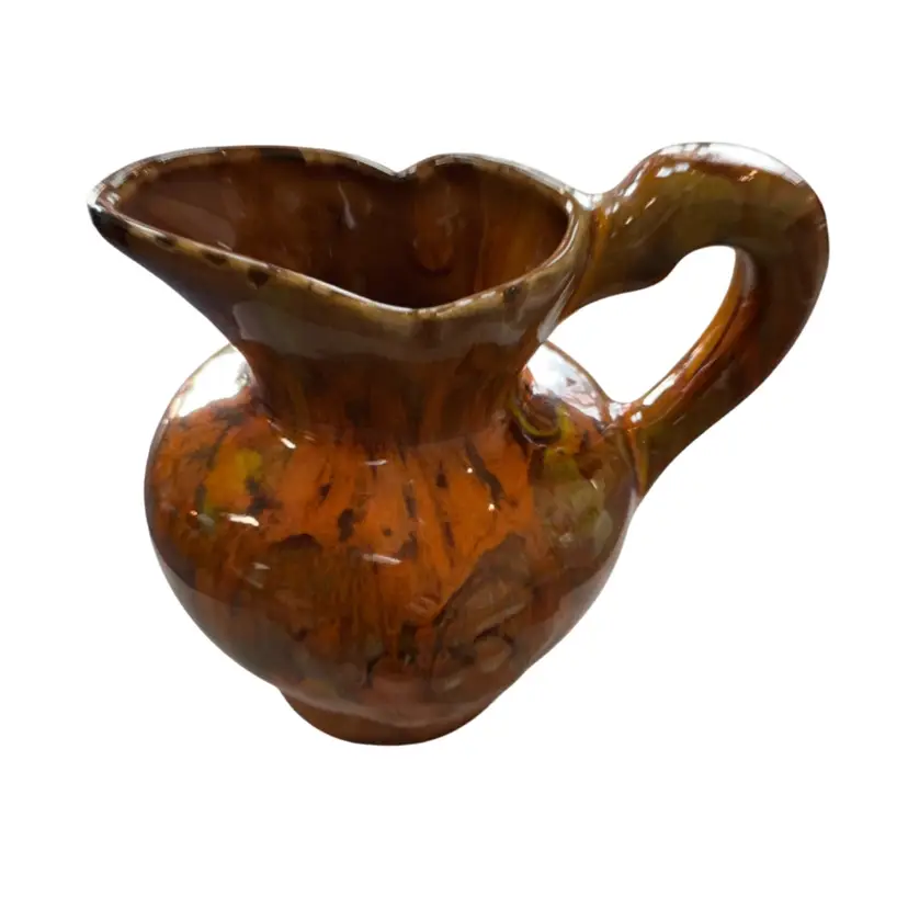 Vintage Studio Pottery Drip Glazed Pitcher 5.5” X 5.5”