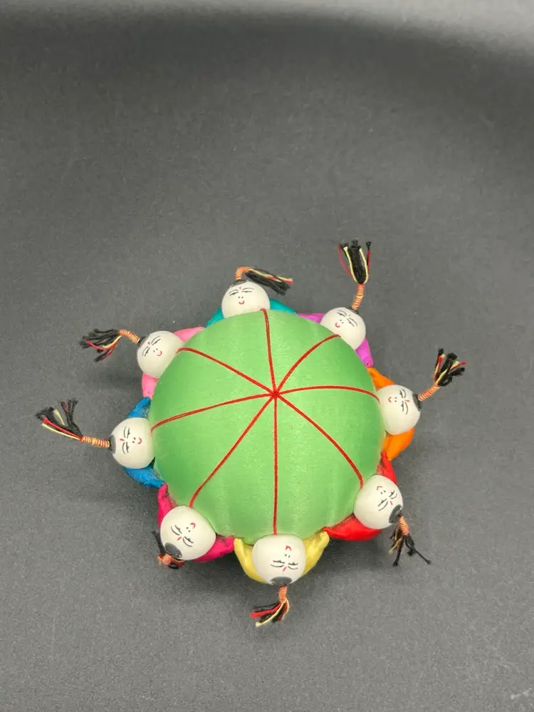 Mini Sewing Pin Cushion  Multicolor Fabric & Little Children China 3” 🪡
