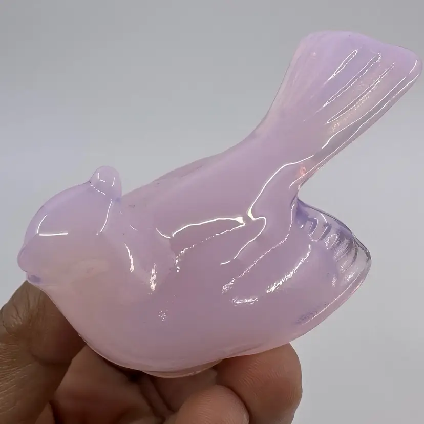 Mosser Pink Art Glass Bird Figurine
