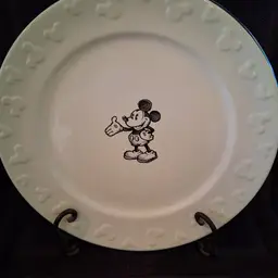Vintage Disney Black and White Mickey Mouse Dinner Plate