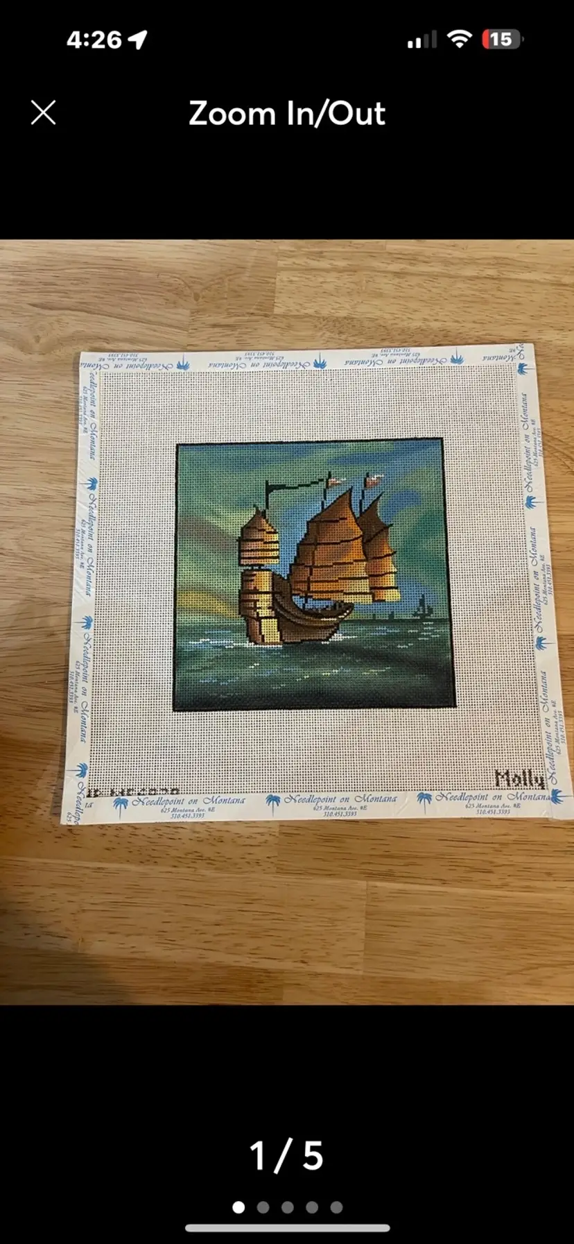 Needlepoint handpainted Viking ship canvas