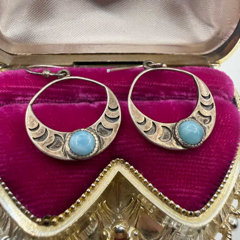 Sterling Silver And Turquoise Native Earrings