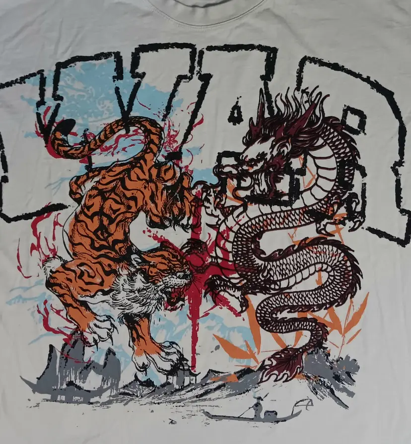 War Chinese Dragon Bengal Tiger t-shirt animal print
