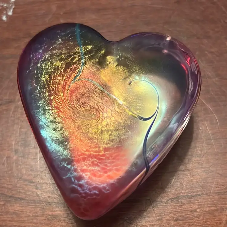 256. 1980s Heart Art Glass by Canadian Artist Robert Held - Etch Signed