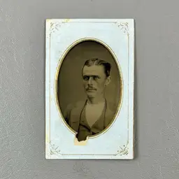 Antique Photo Portrait Tintype Tin Type Man In Suit Mustache