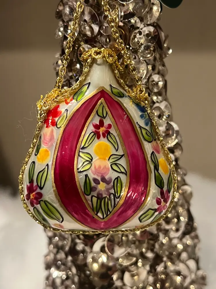 Rochard Limoges Hand Blown Glass Purse Ornament Made In Germany.