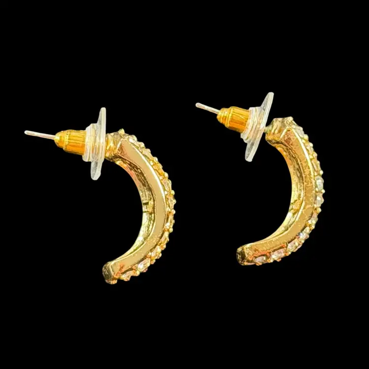 Roman Gold Tone with Rhinestone 1” Post Earrings