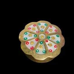 Brass Pill Box With Mother Of Pearl Inlay