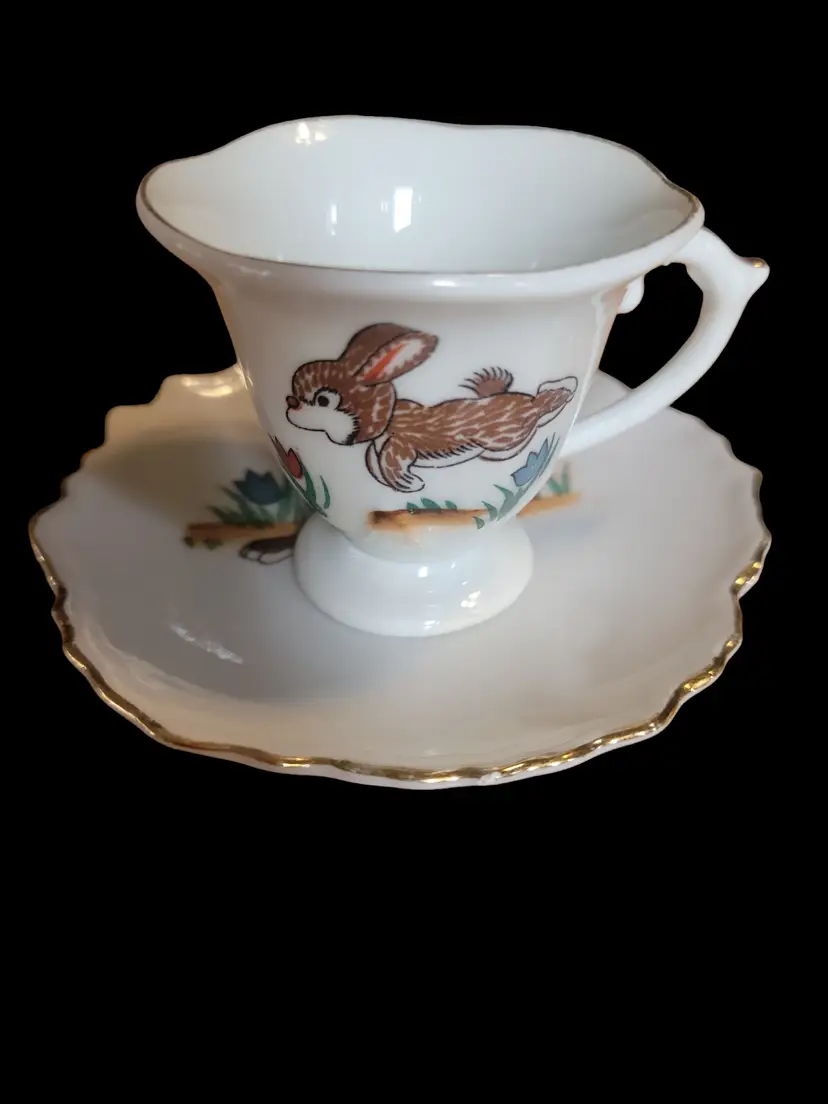 Vtg Bunny Child's Cup/saucer, Japan